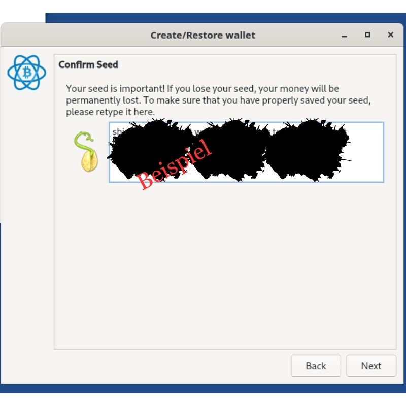 Wallet confirm Seed