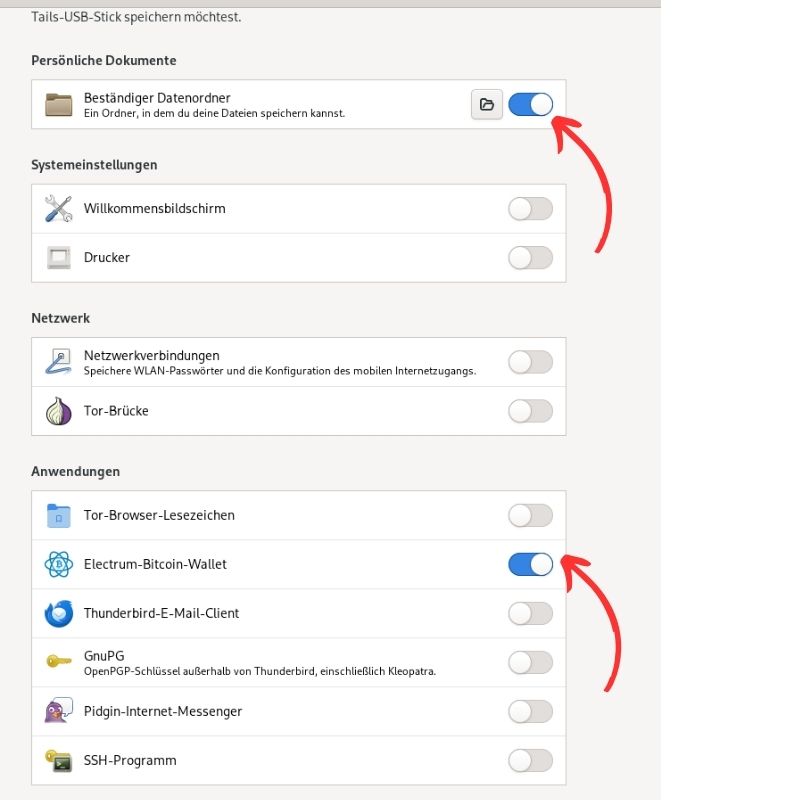 Einrichtung Electrum